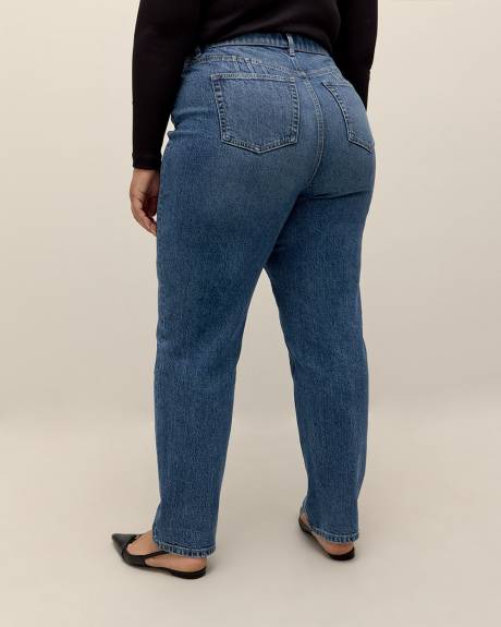 Pantalon en denim à jambe droite et taille haute, coupe galbée, tissu responsable - Addition Elle