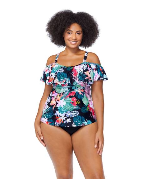 Printed Tortuga Tankini Top - Raisins Curve