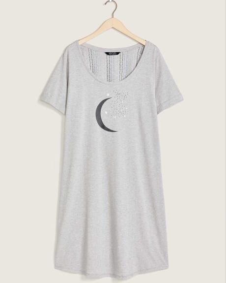 Heather Short-Sleeve Sleepshirt With Print - tiVOGLIO