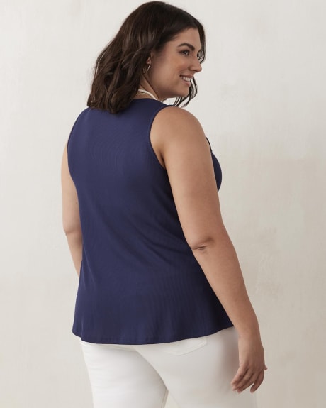 Ribbed Tank Top with Decorative Placket - In Every Story