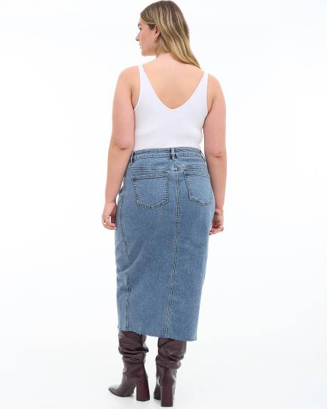 Responsible, Curvy Midi Denim Skirt - Addition Elle