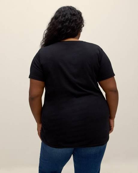 Black Short-Sleeve License Tee with Betty Boop Print