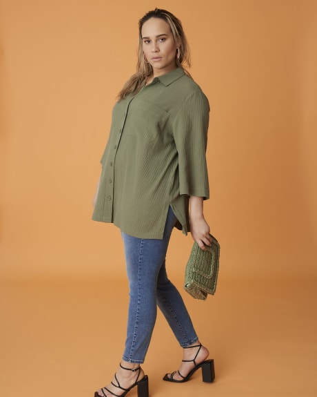 Large-Sleeve Buttoned Down Tunic - Addition Elle