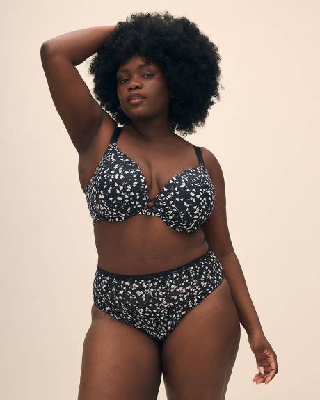 Heart-Print Underwire Plunge Bra - Déesse Collection