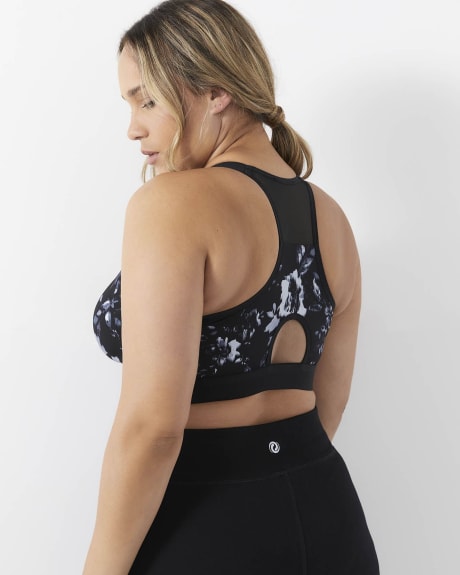 Printed Wireless Medium Support Sports Bra with Mesh Inserts - Active Zone