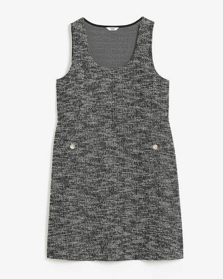 Knit Tweed Sleeveless Dress with Scoop Neck