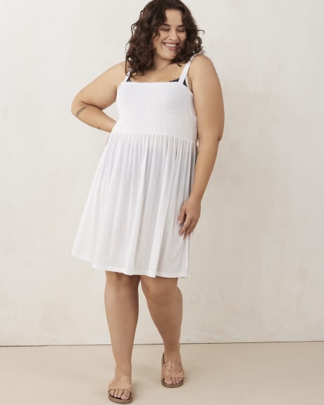 Cover-Up Dress With Smocking and Tie Straps