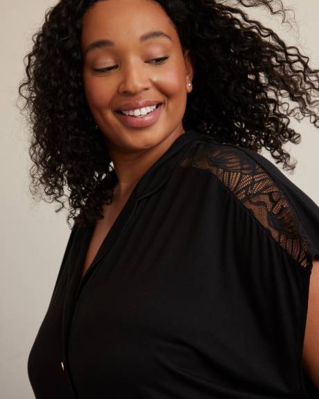 Buttoned-Down Dropped Shoulder Pyjama Shirt - ti Voglio