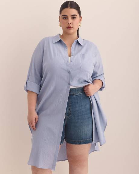 Cotton Buttoned Down Tunic Shirt