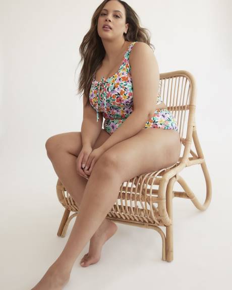 Lace-Up Longline Square Bikini Top