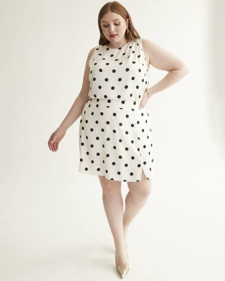 Satin Sleeveless Blouse, Polka Dot Print