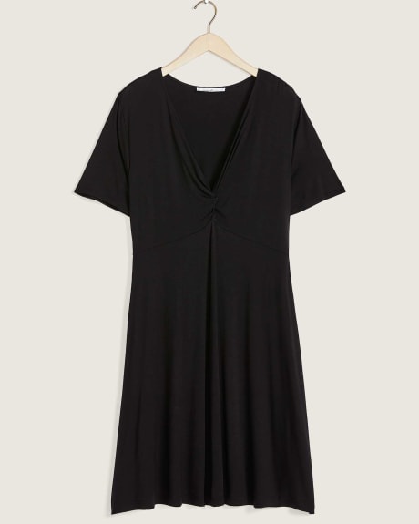 Solid A-Line Dress With Knot Detail - In Every Story
