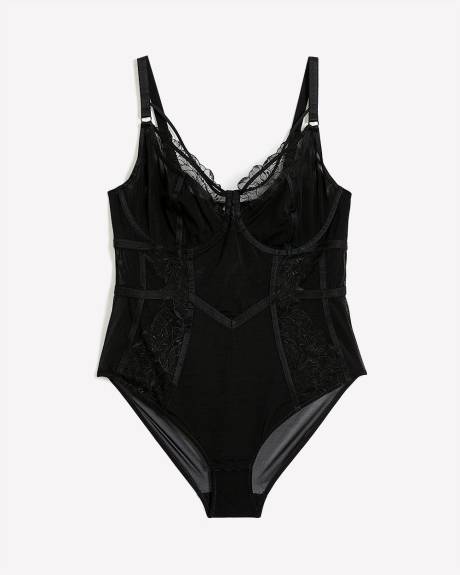 Sexy Black Underwire Lace Bodysuit - Déesse Collection