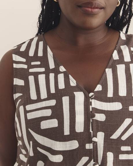 V-Neck Button Down Sleeveless Blouse