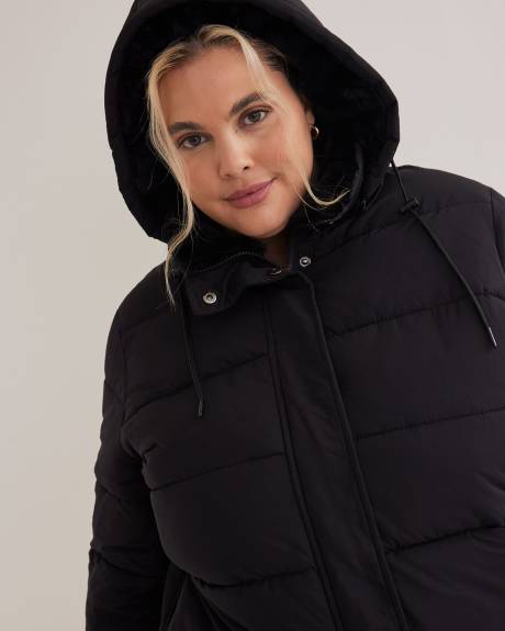 Manteau d'hiver matelassé noir, tissu responsable - Active Zone