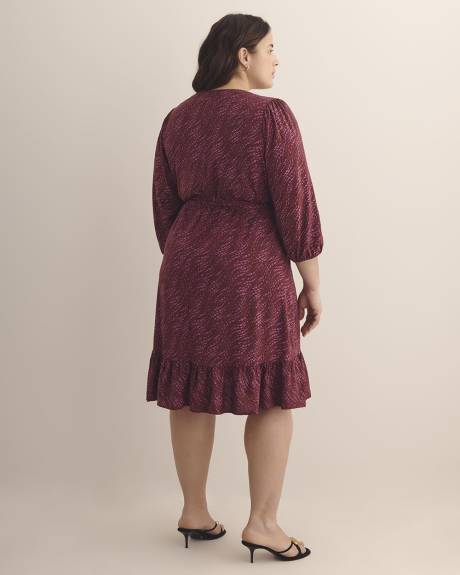 Robe imprimée à col fendu, tissu responsable