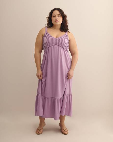 Sleeveless Pleated Maxi Dress with Back Smocking - Addition Elle