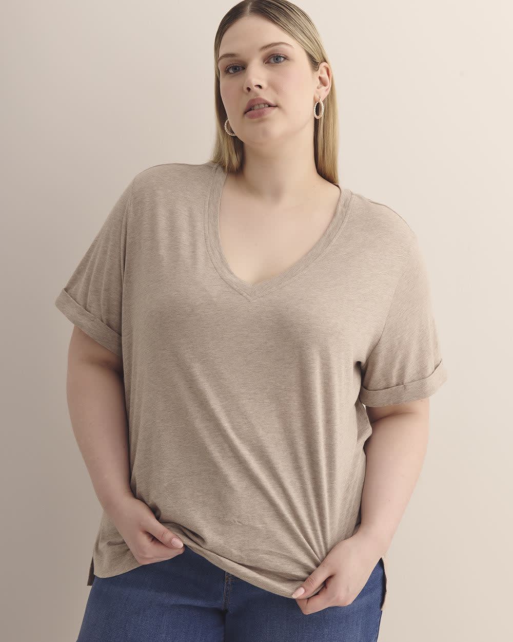 Responsible, Boyfriend-Fit V-Neck Tee - PENN. Essentials Responsible, Boyfriend-Fit V-Neck Tee - PENN. Essentials