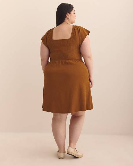 Short Dress with Smocked Sweetheart Neckline