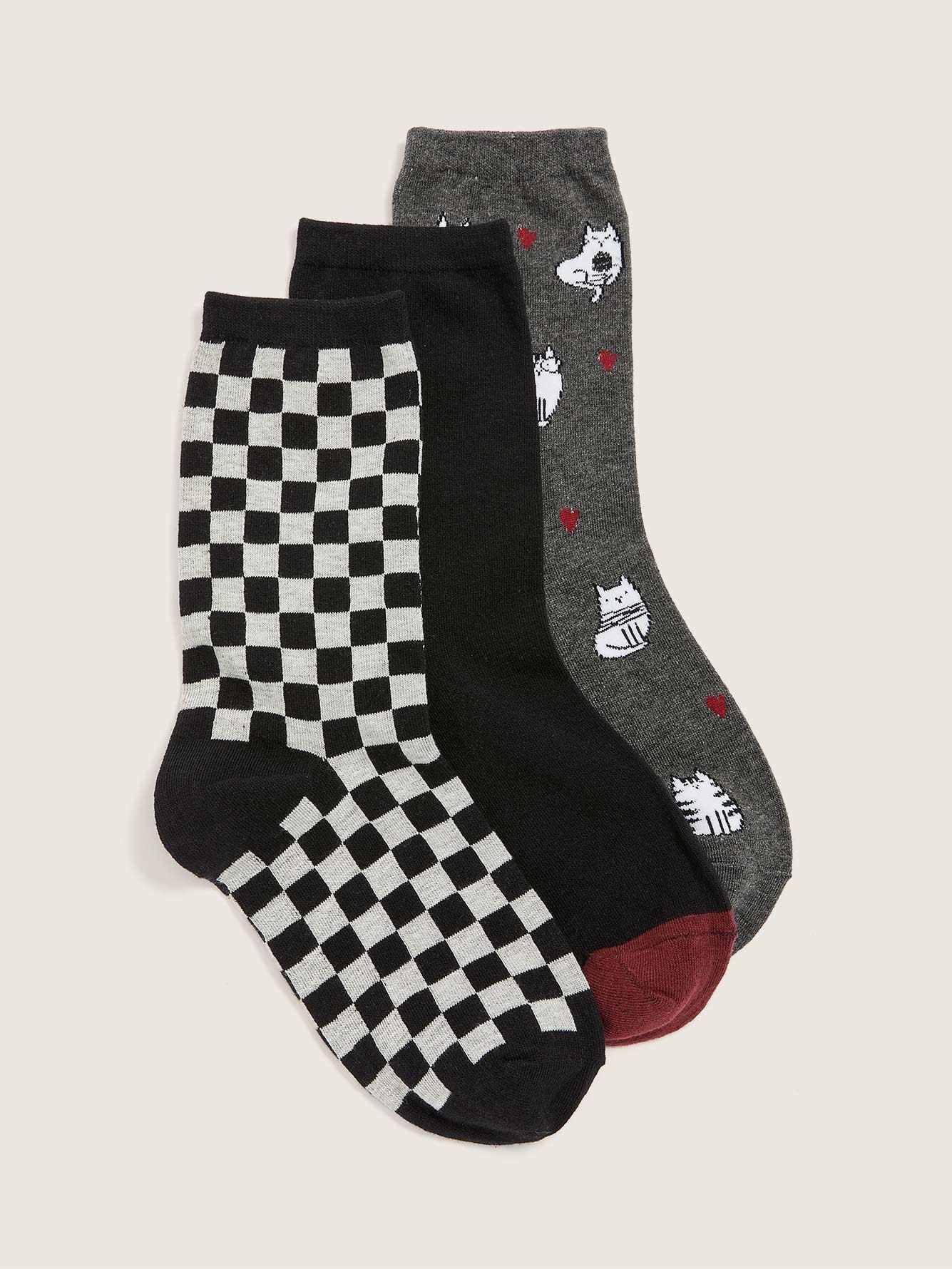 Printed Socks, 3-Pack - Addition Elle | Penningtons