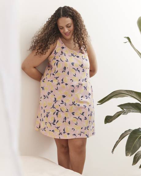 Lemon-Print Sleeveless Short Sleepshirt - ti Voglio