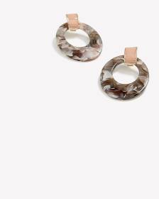 Tortoise Wide Hoop Pendant Earrings