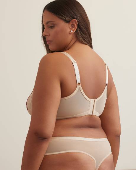 Culotte tanga en microfibre avec maille brodée de fleurs - Déesse Collection