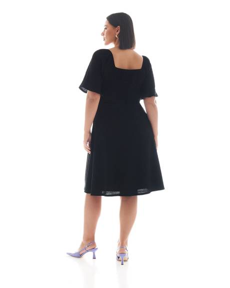 Robe en tricot texturé avec manches à volants - Addition Elle