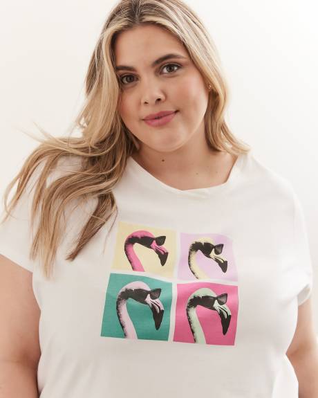 Cotton Pyjama Tee, Flamingo Print - ti VOGLIO