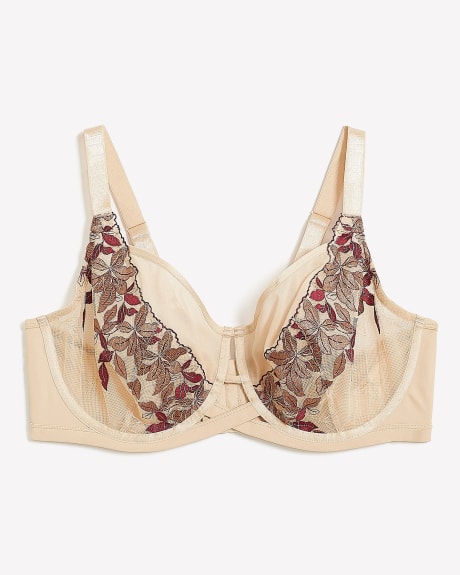 Unlined Balconette Bra with Embroidered Mesh - Déesse Collection