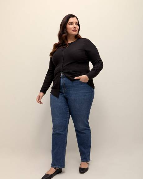 Ribbed Knit V-Neck Cardigan
