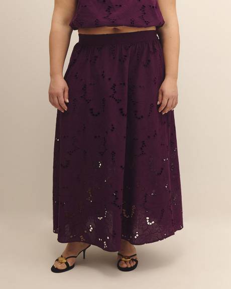 Embroidered Cotton Full Skirt - Addition Elle