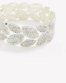 Stretch Bracelet with Rhinestone Leaves