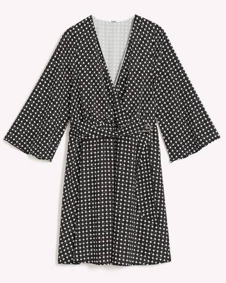 Lightweight Wrap Dress with Bell Sleeves