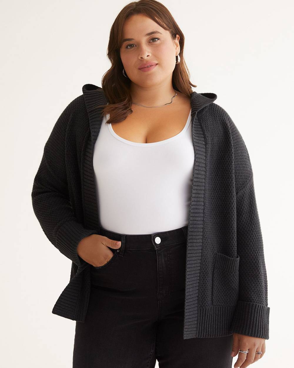Open Hooded Sweater Cardigan