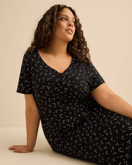 Long Black Sleepshirt with Heart Print - ti Voglio