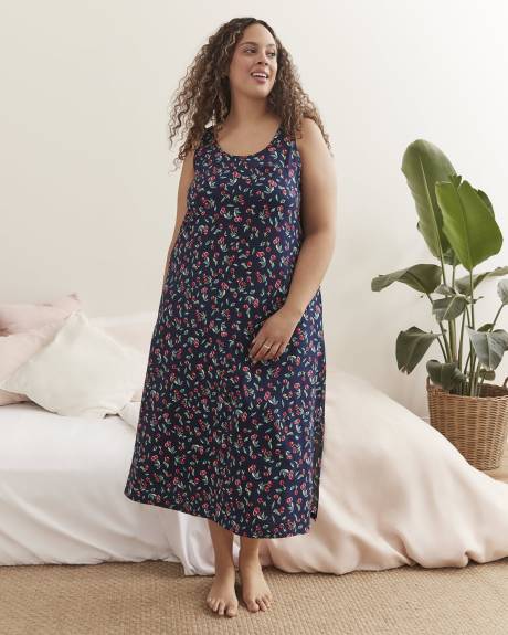 Cherry-Print Sleeveless Long Sleepshirt - ti Voglio