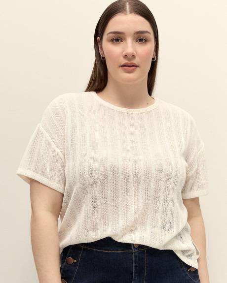 Crochet Knit Crewneck Top - Addition Elle