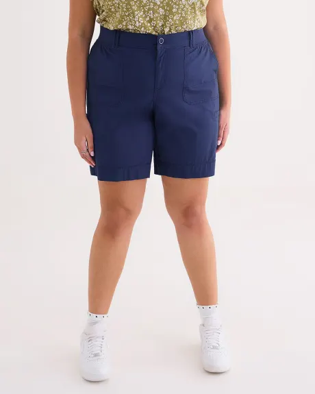 Cotton Bermuda with Ribbed Waistband