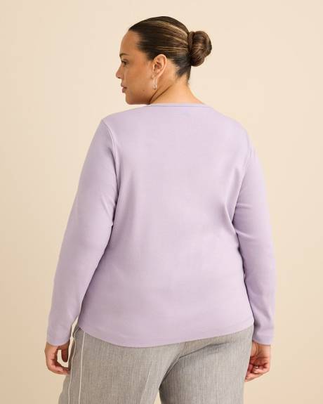 Haut &agrave; manches longues, col rond