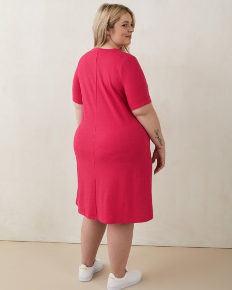 Short-Sleeve A-Line Dress with Scoop Neckline