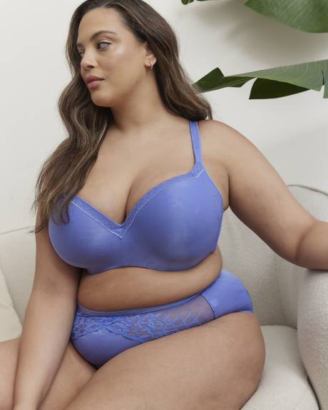 Culotte échancrée bleue avec dentelle - Déesse Collection