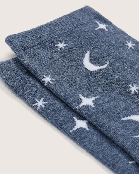 Chaussettes, imprimé de lunes et d'étoiles