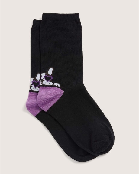 Crew Socks with Dog with Heart Glasses Placement Print Penningtons
