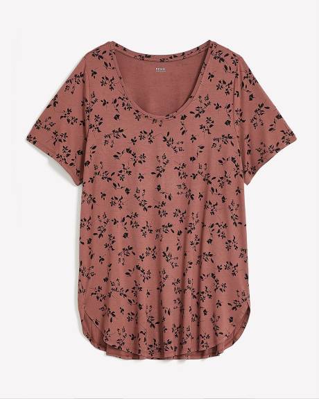Responsible, Printed Modern Short-Sleeve Scoop Neck Tunic