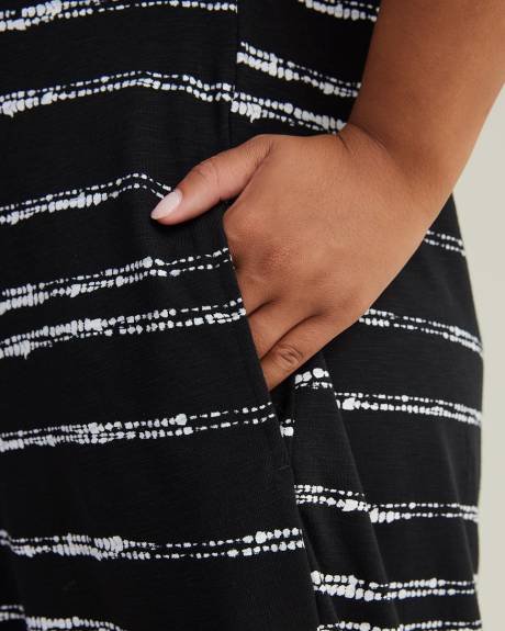 Robe cache-maillot en jersey noir avec rayures pointillées