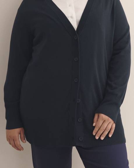 Responsible, Cotton-Blend Tunic Cardigan