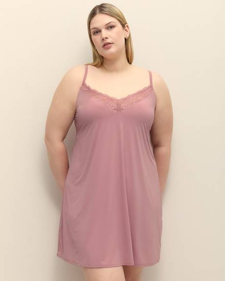 Nuisette en satin avec dentelle et soutien-gorge - Déesse Collection
