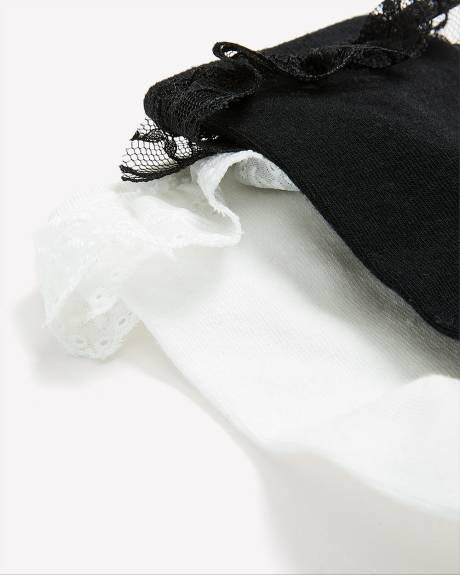 Ankle Socks with Eyelet Trim Details, Pack of 2