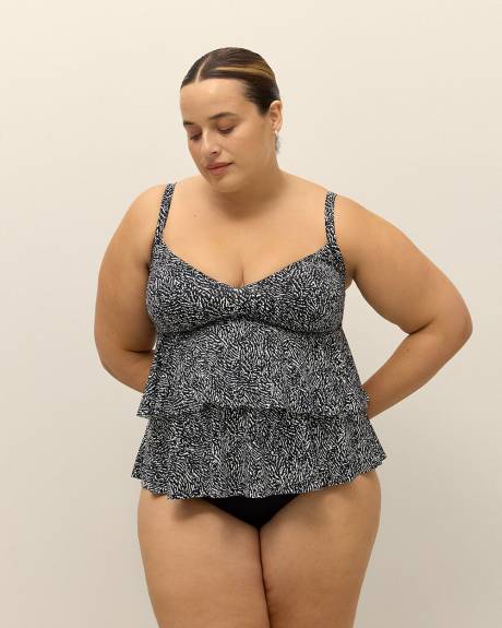 Zebra Ruffled Tankini Top